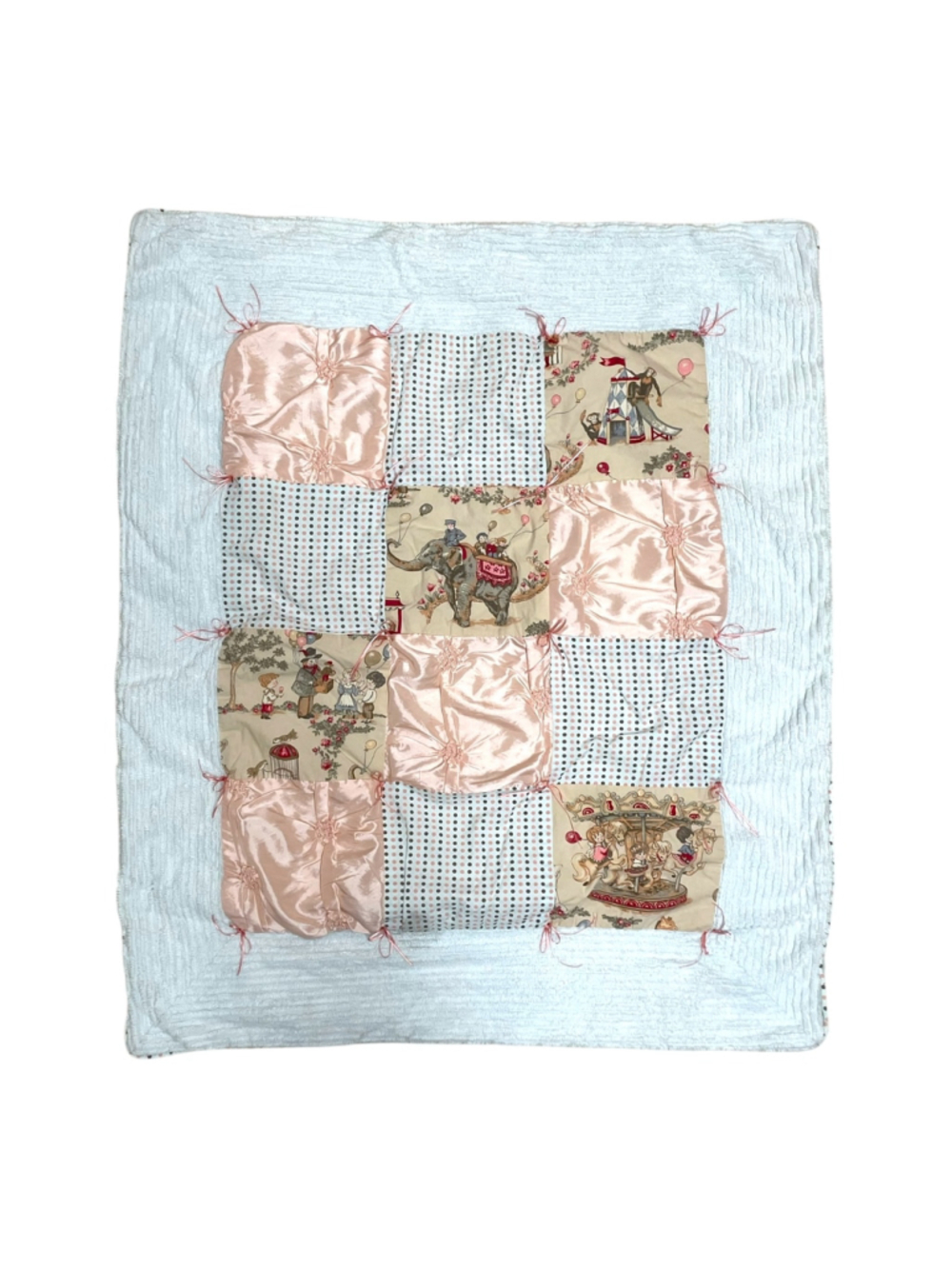 Vintage Amy Coe Limited Edition Circus Carousel Chenille Patchwork Baby Blanket